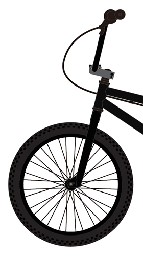 BMX完成車のフロントまわりとハンドル位置